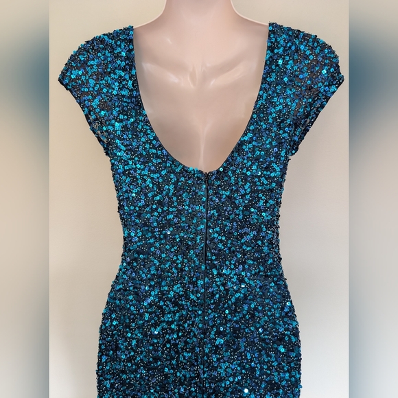 Scala Vintage Sequined Beaded Mini Evening Dress XSmall Blue - Picture 8 of 16